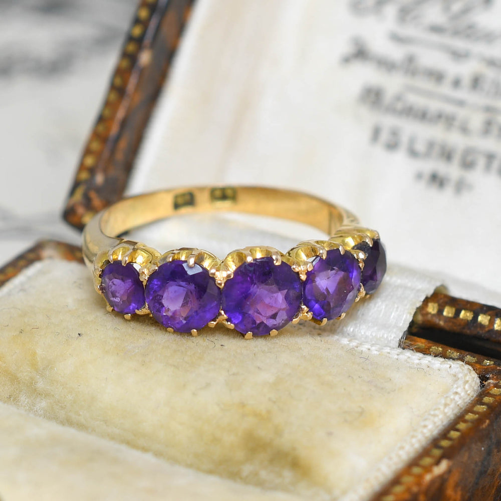 Victorian Amethyst 5-Stone Half Hoop Ring