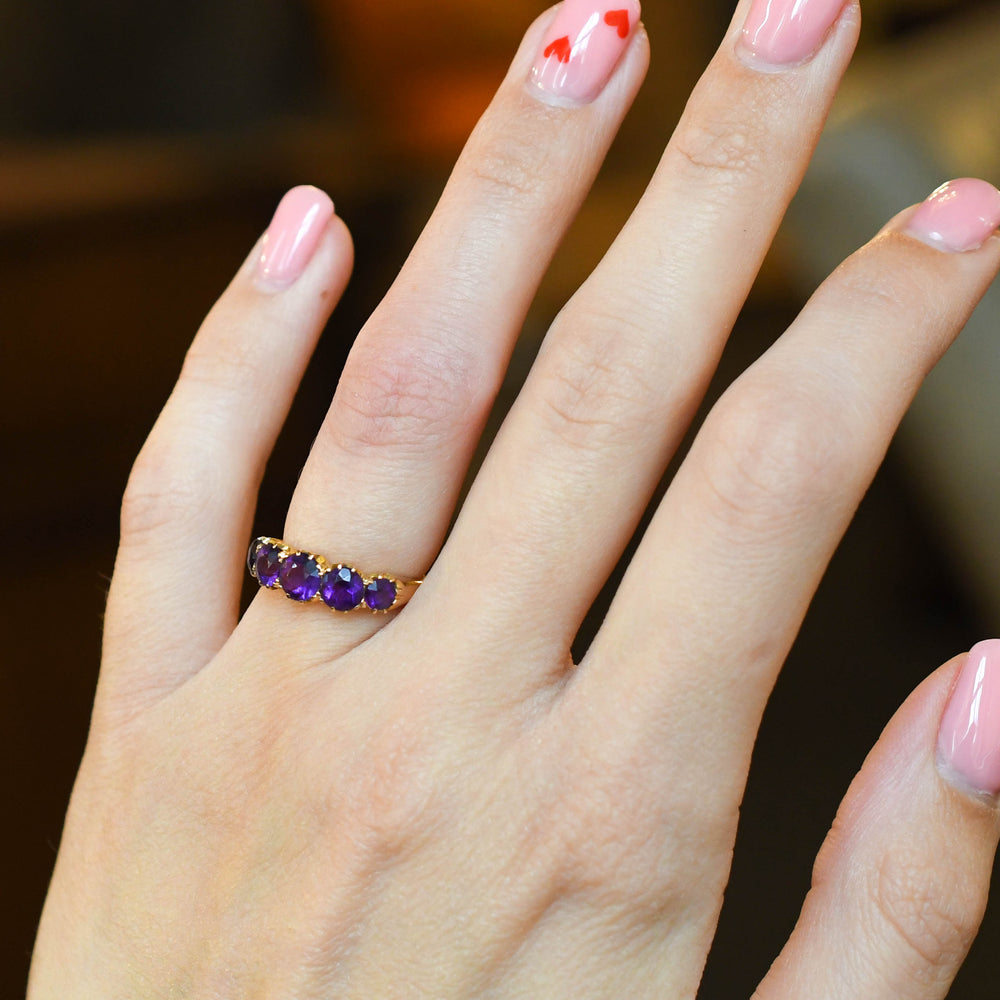 Victorian Amethyst 5-Stone Half Hoop Ring