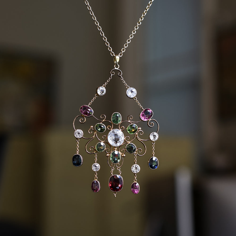 Arts & Crafts Multi-Gem Pendant