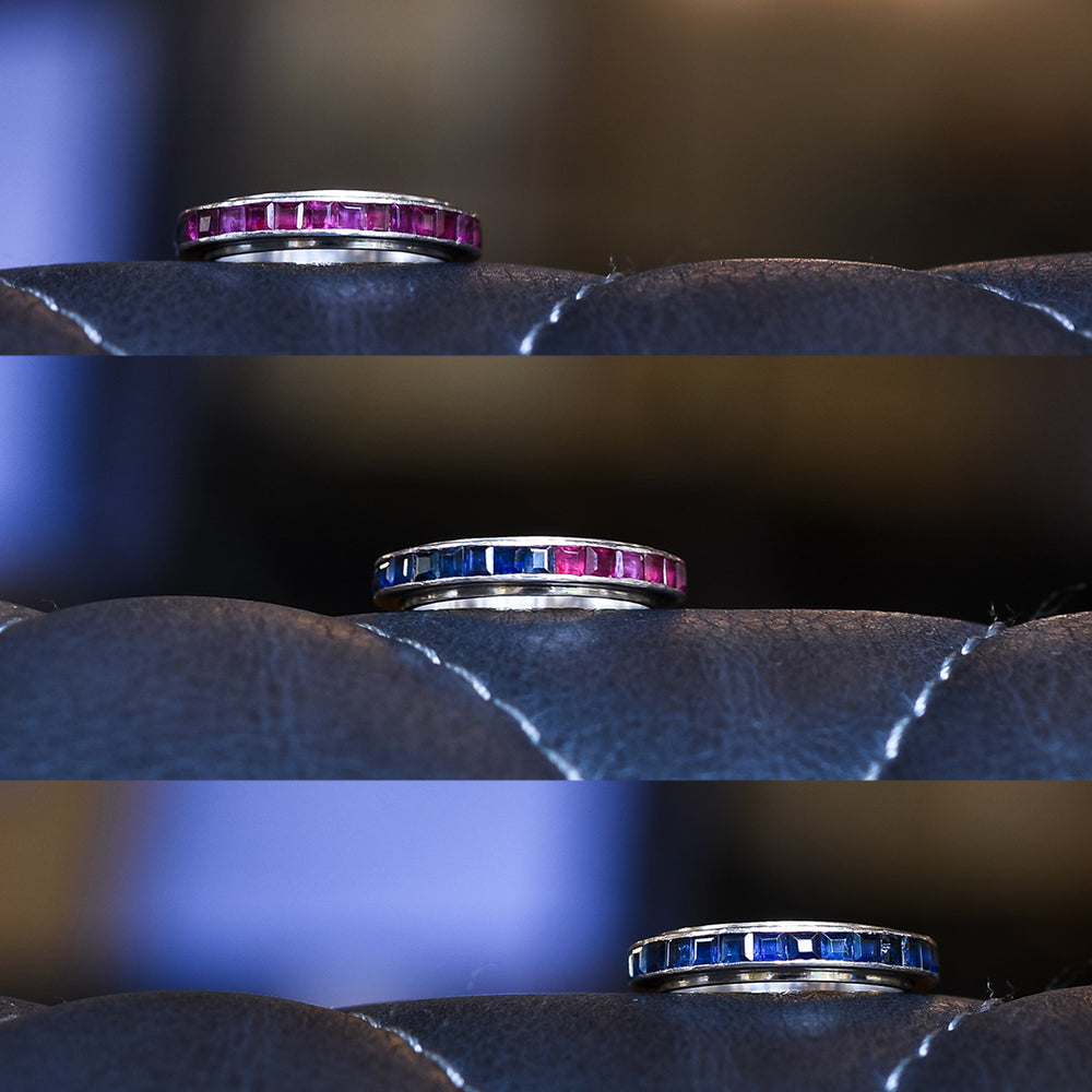 Art Deco Sapphire & Ruby Day & Night Eternity Ring