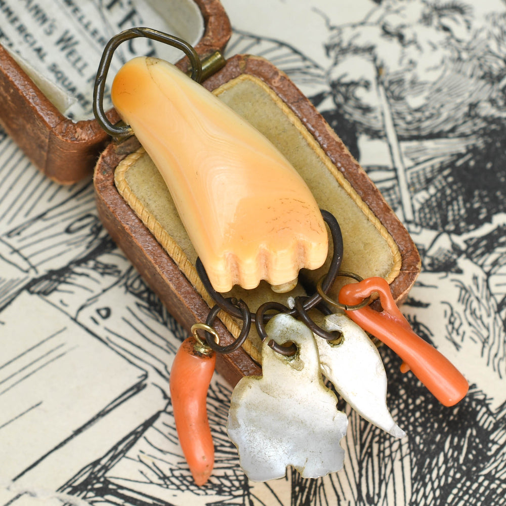 Georgian Conch Hand With Collection Of Amulets Pendant