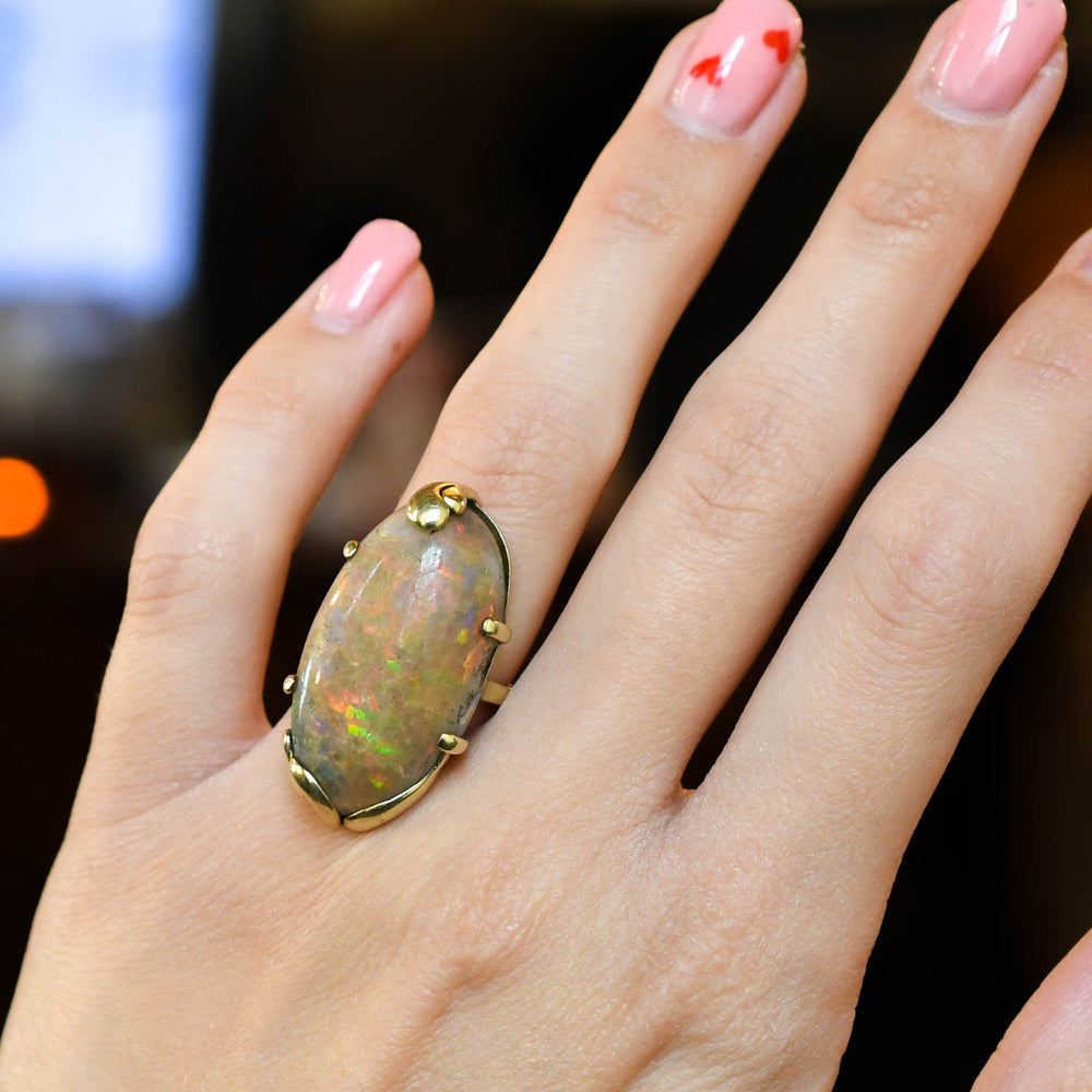 Mid-Century Oversized Opal Ring by Seaman Schepps