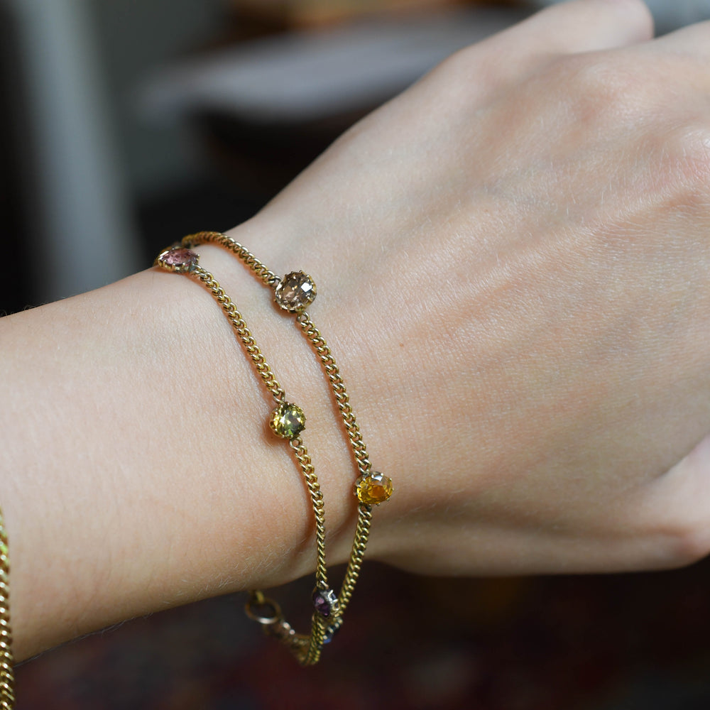 Victorian Multi-Sapphire Double Chain Bracelet