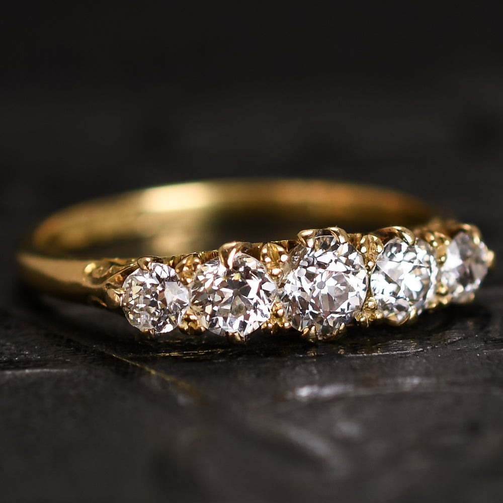 Victorian Diamond 5-Stone Half Hoop Ring