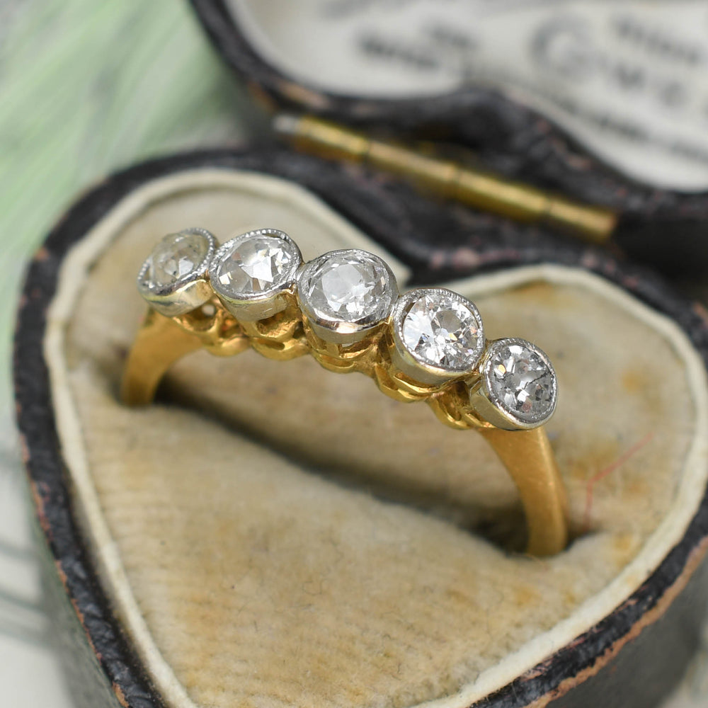 Edwardian Diamond 5-Stone Bezel Ring