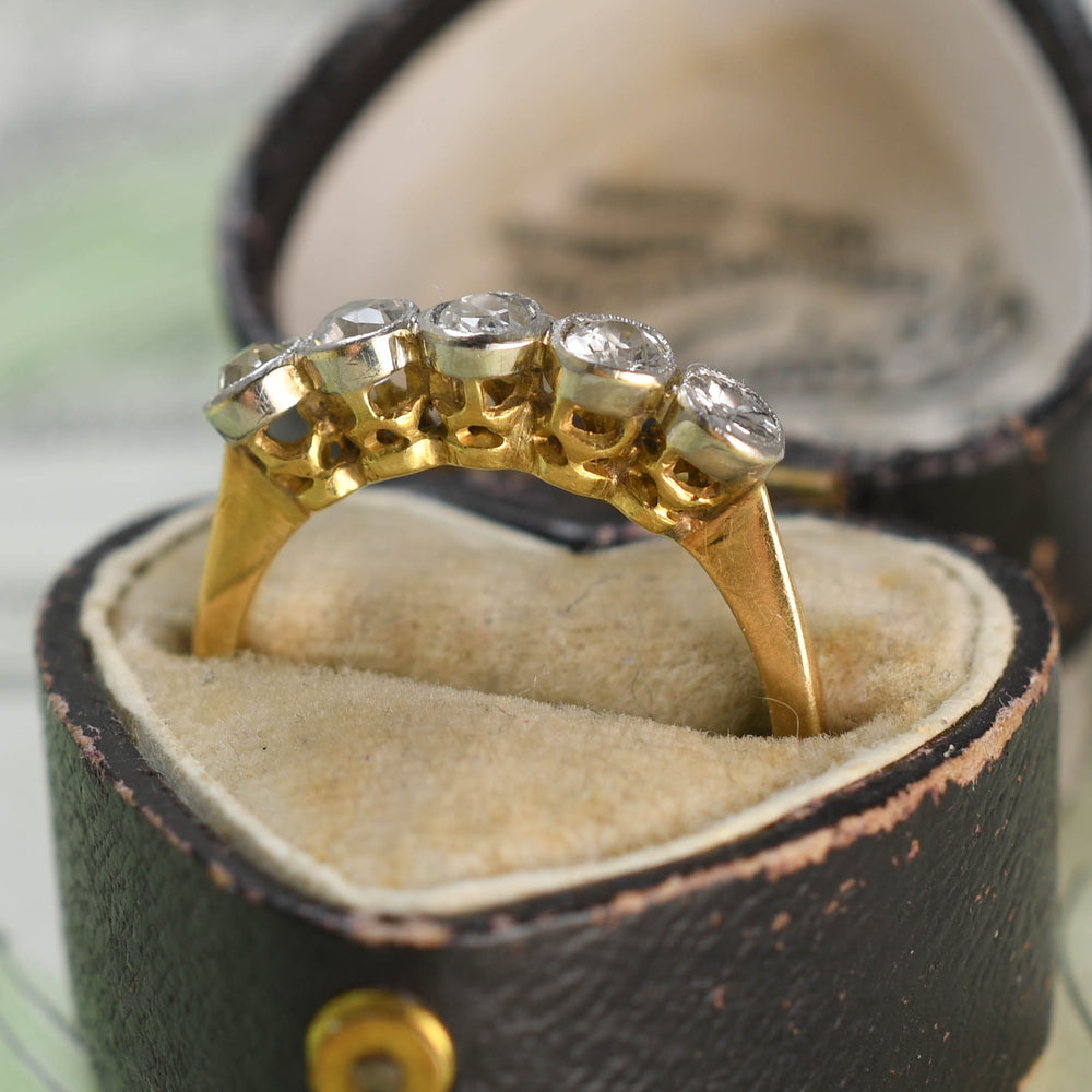 Edwardian Diamond 5-Stone Bezel Ring