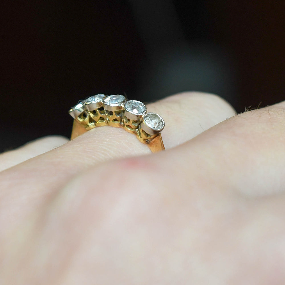 Edwardian Diamond 5-Stone Bezel Ring