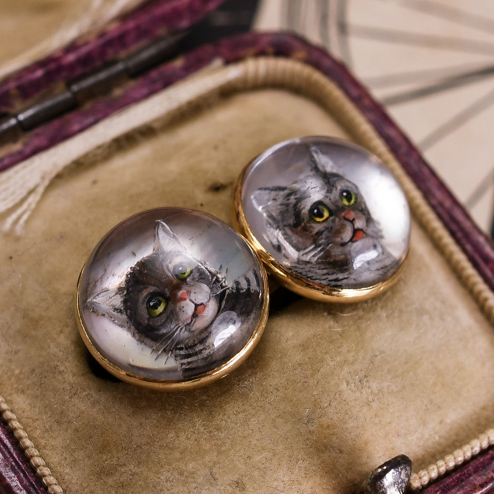 Victorian Essex Crystal Cat Earrings