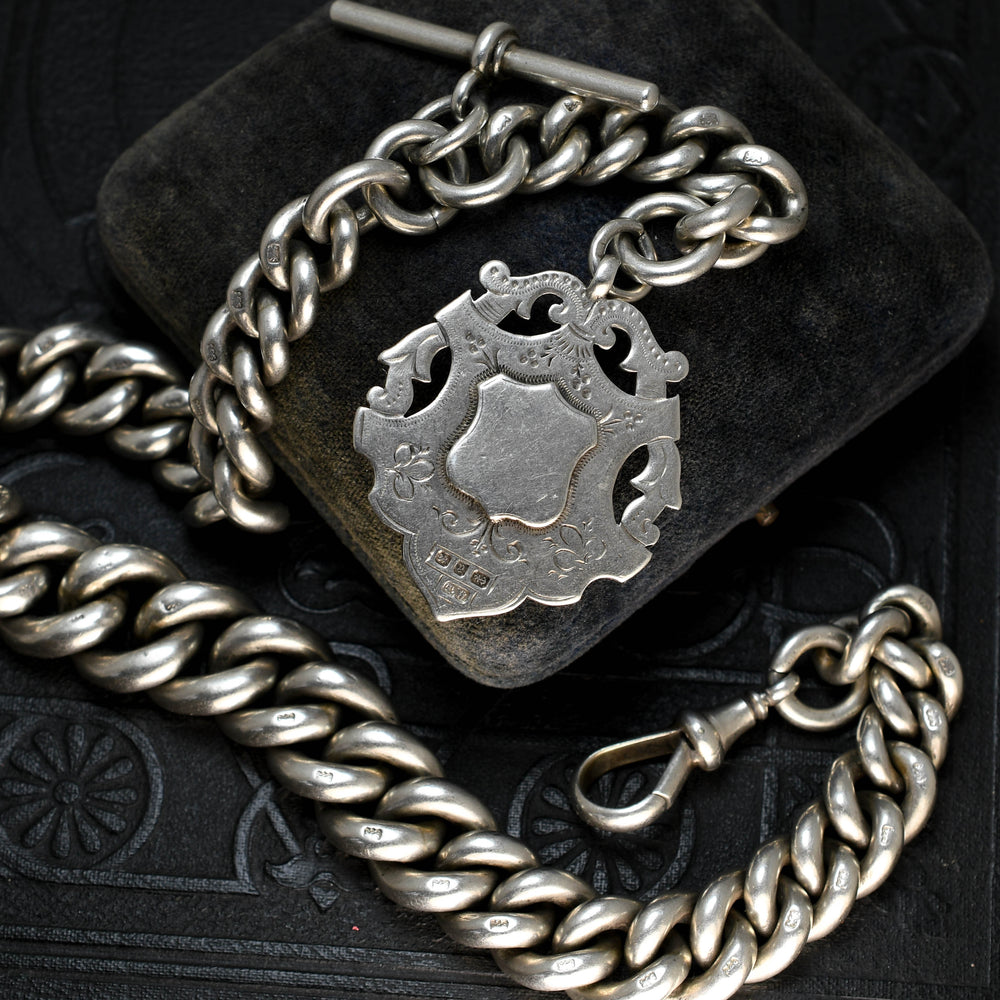 Victorian Large Albert Chain With T-Bar and Shield