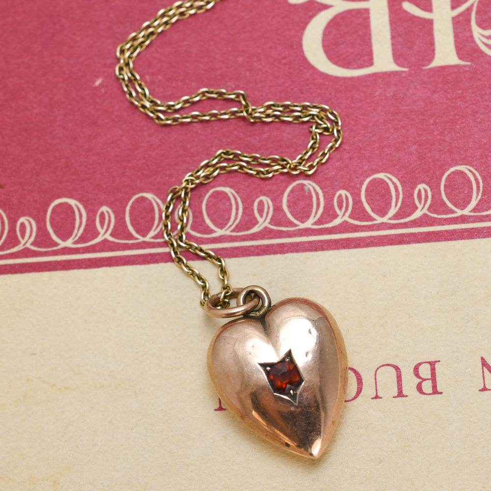 Victorian Garnet Puffed Heat Charm