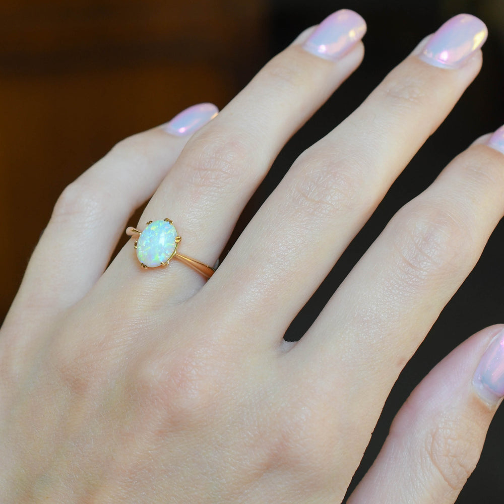 Art Deco 22k Gold Opal Solitaire Ring