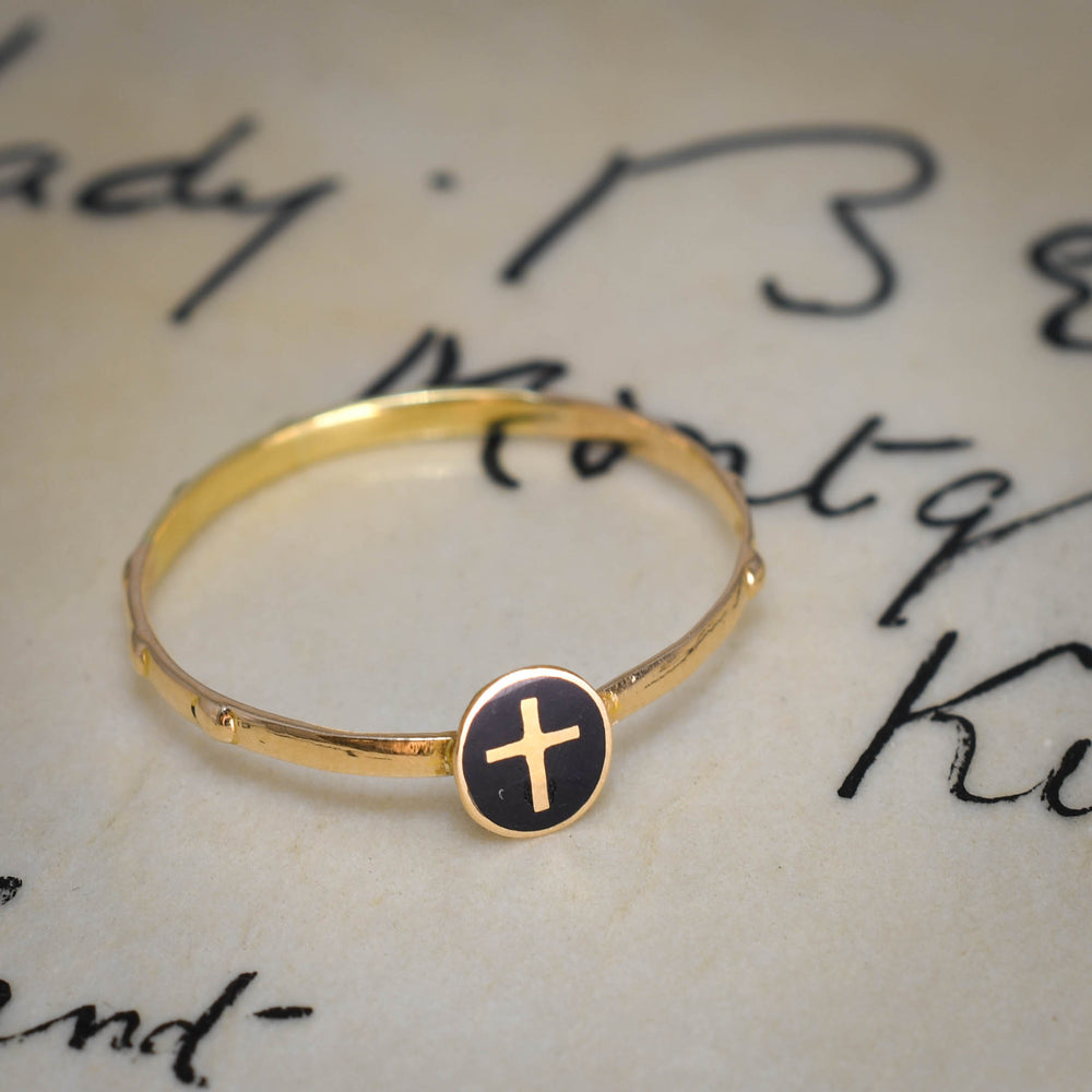 Antique French Enamel Rosary Ring