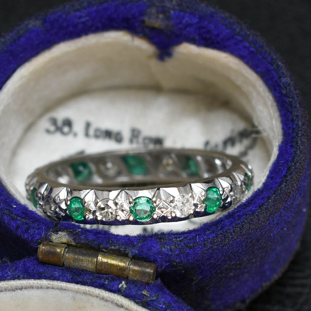 1930's Emerald & Diamond Eternity Ring