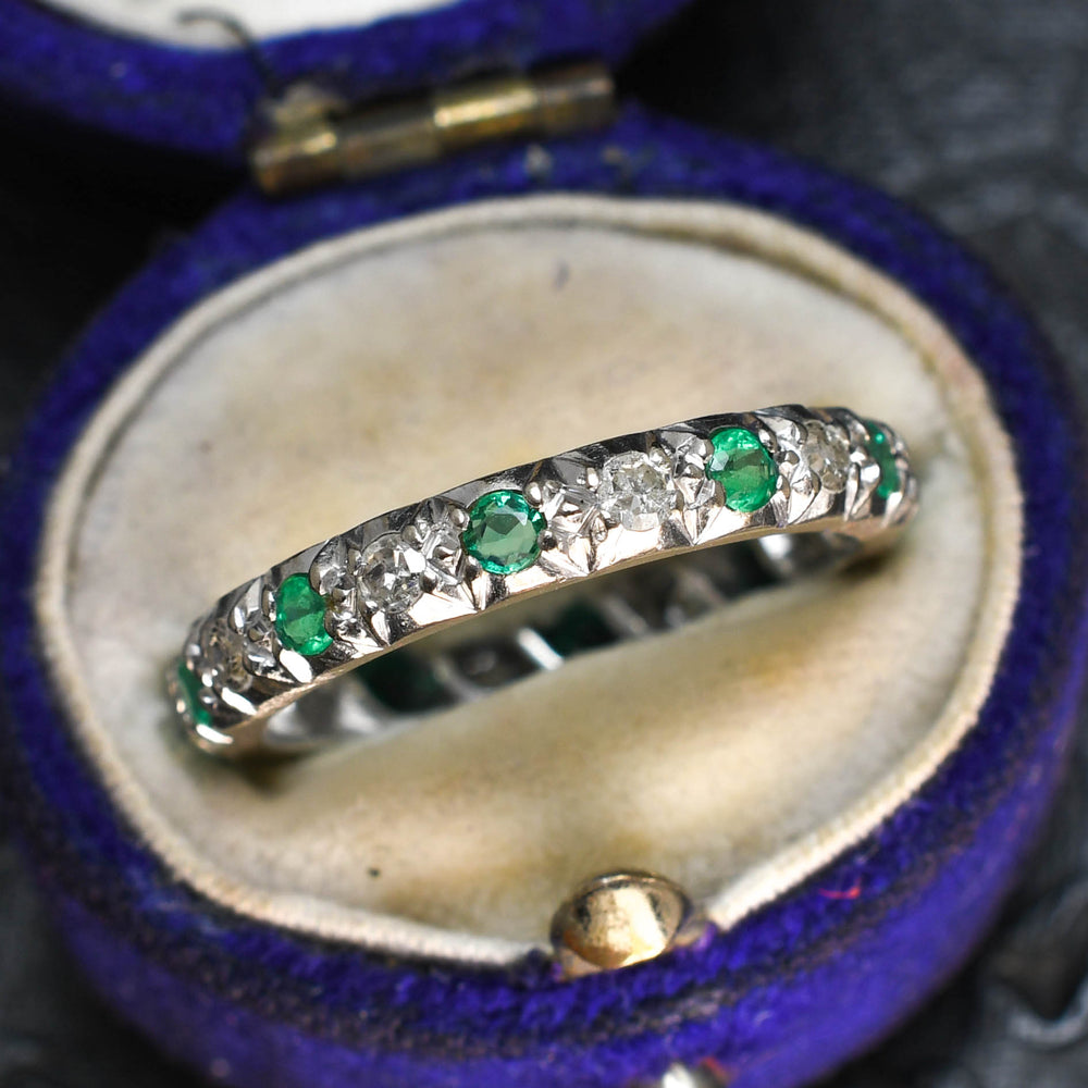 1930's Emerald & Diamond Eternity Ring