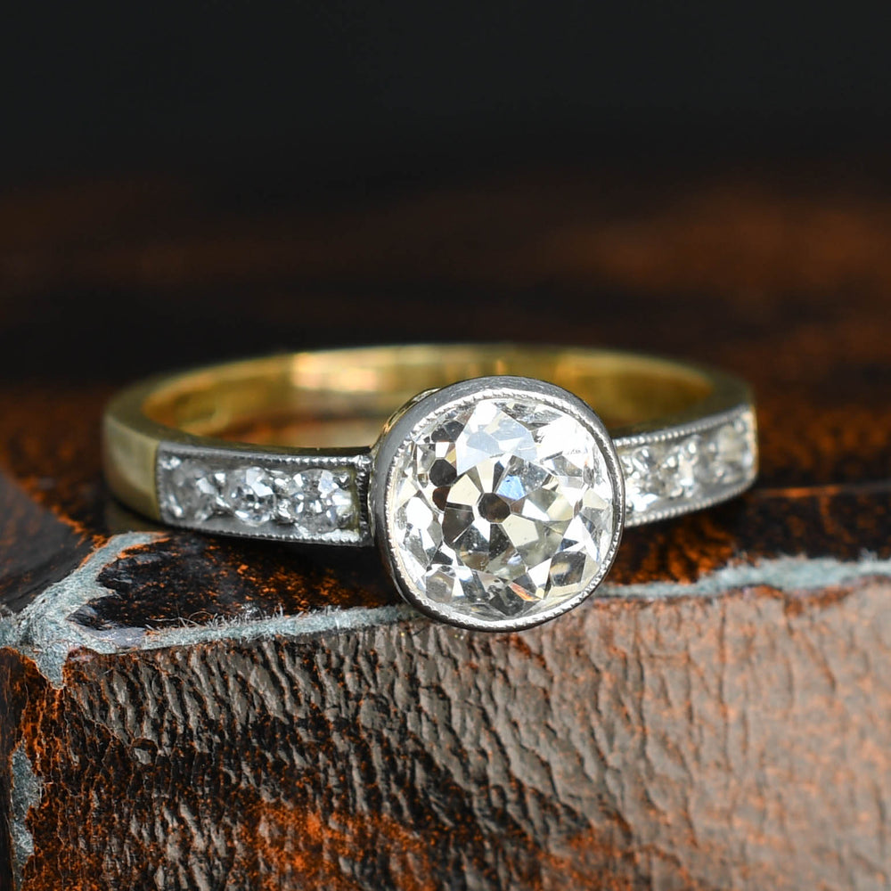 Antique French Diamond Solitaire Engagement Ring