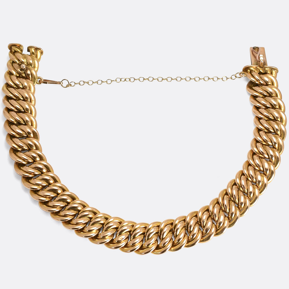 Victorian 15k Gold Woven Curb-Link Bracelet