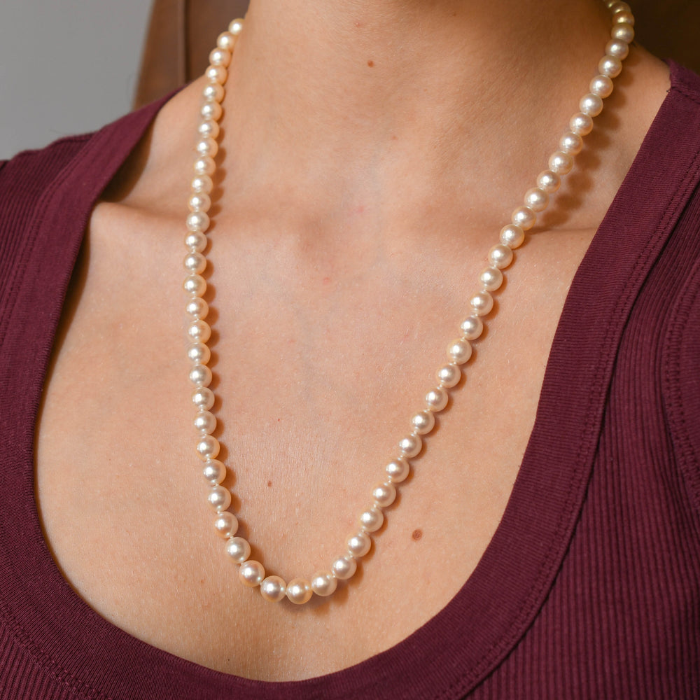 Vintage Cartier Pearl Necklace with Sapphire & Diamond Clasp