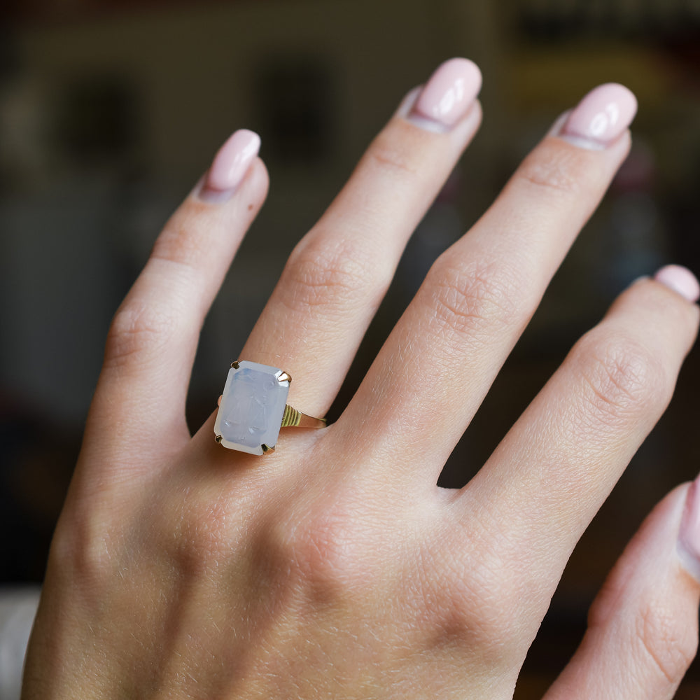 Vintage Opalite Libra & Venus Signet Ring