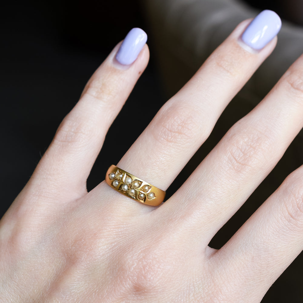 Victorian 15k Gold Seed Pearl Ring