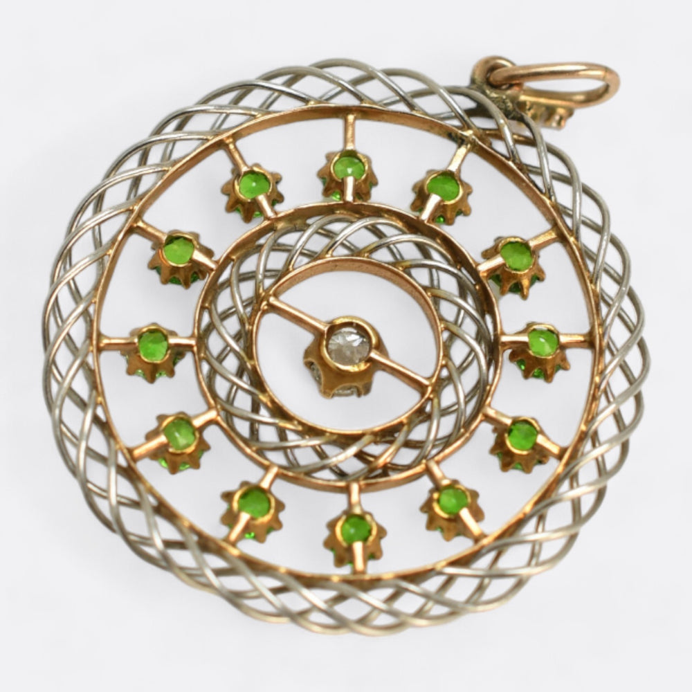 Edwardian Demantoid Garnet & Diamond Pendant