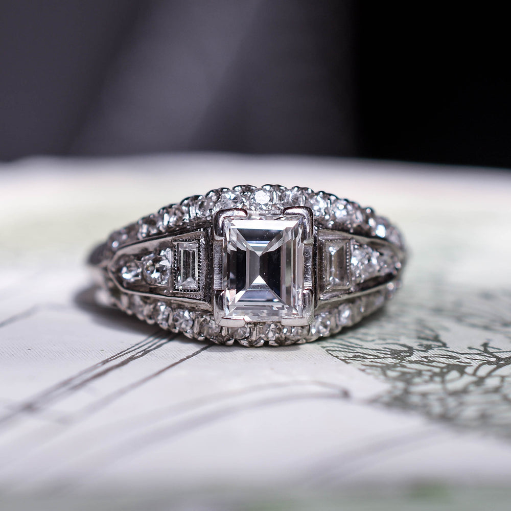 Emerald Cut Diamond Cluster Cocktail Ring