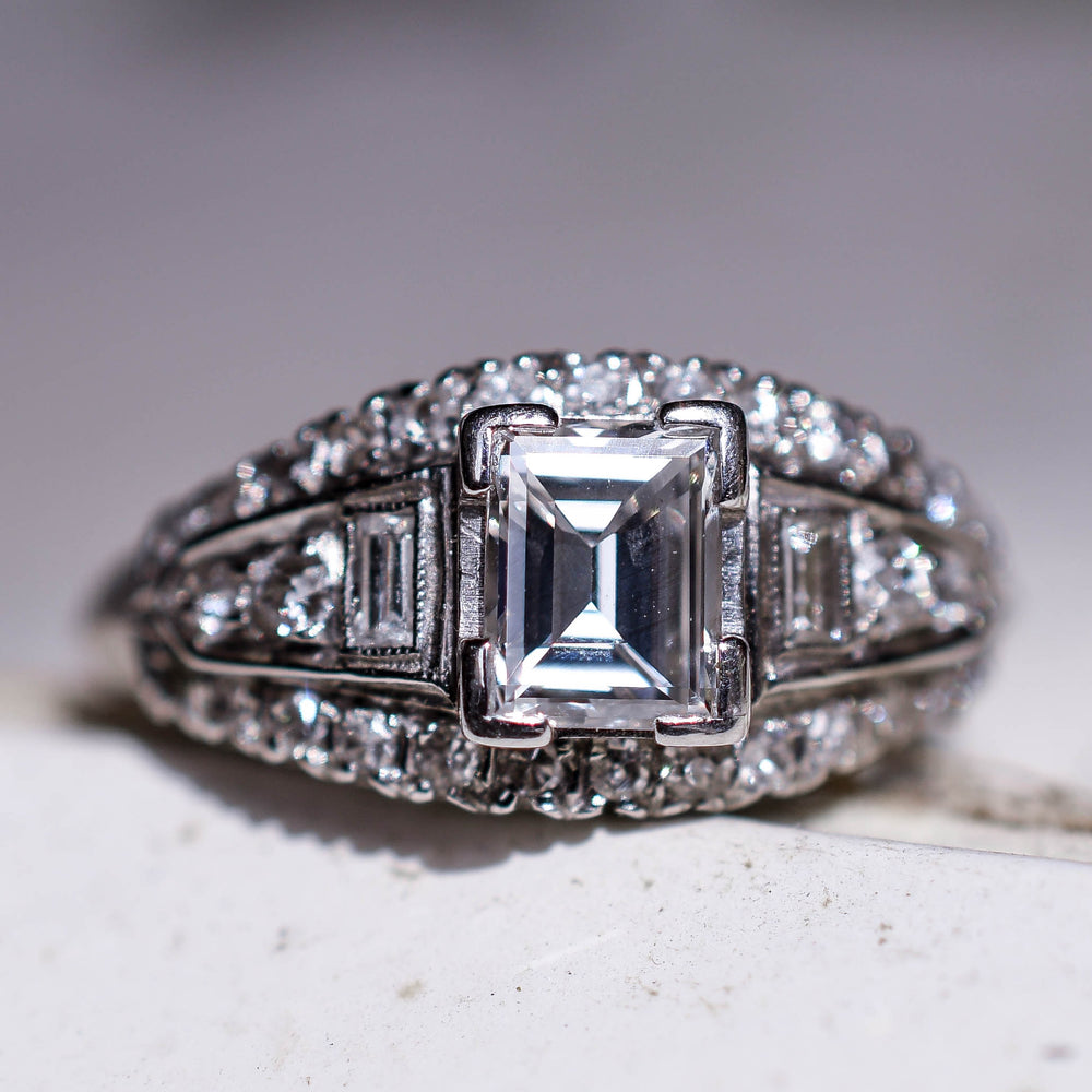 Emerald Cut Diamond Cluster Cocktail Ring