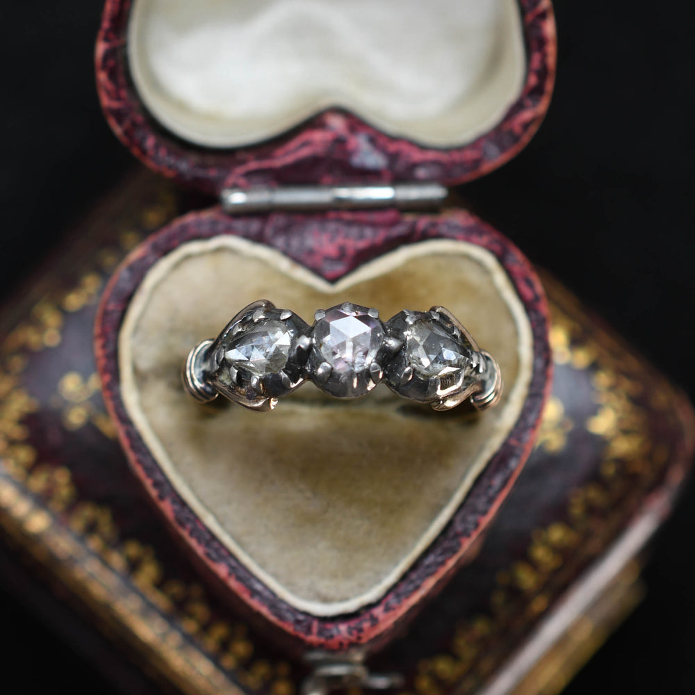 Georgian Rose Cut Diamond Three-Stone Ring