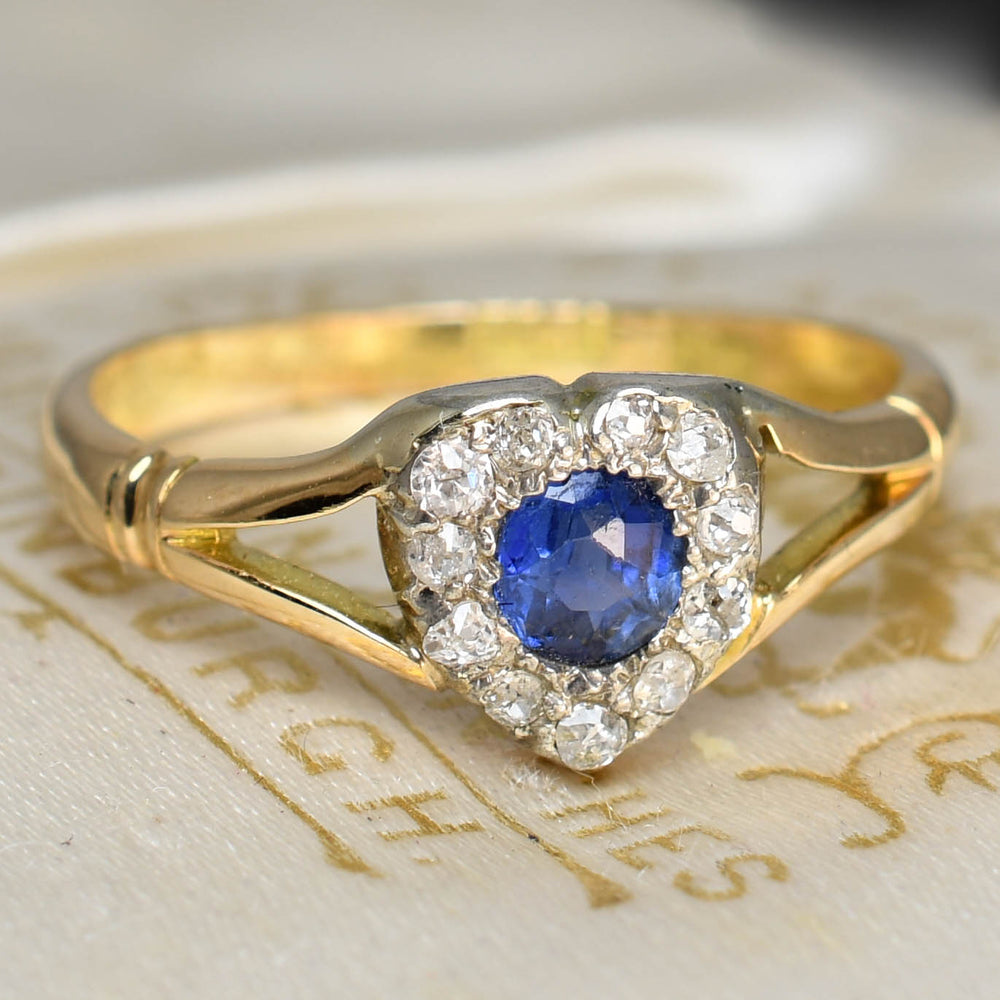 Late Victorian Sapphire & Diamond Heart Cluster Ring