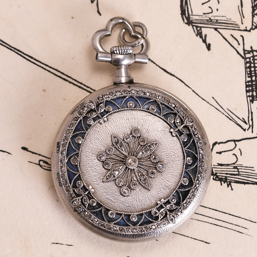 Edwardian Diamond Platinum Pocket Watch by Bailey, Banks & Biddle Co