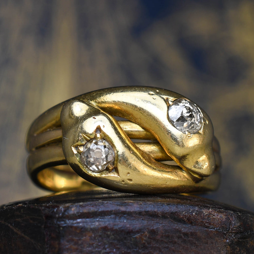 Victorian Diamond Double Snake Ring