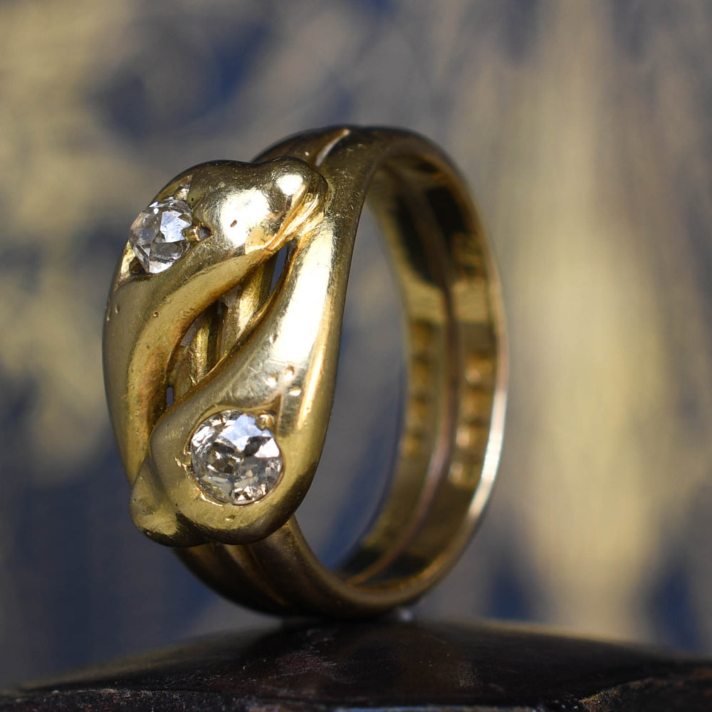 Victorian Diamond Double Snake Ring