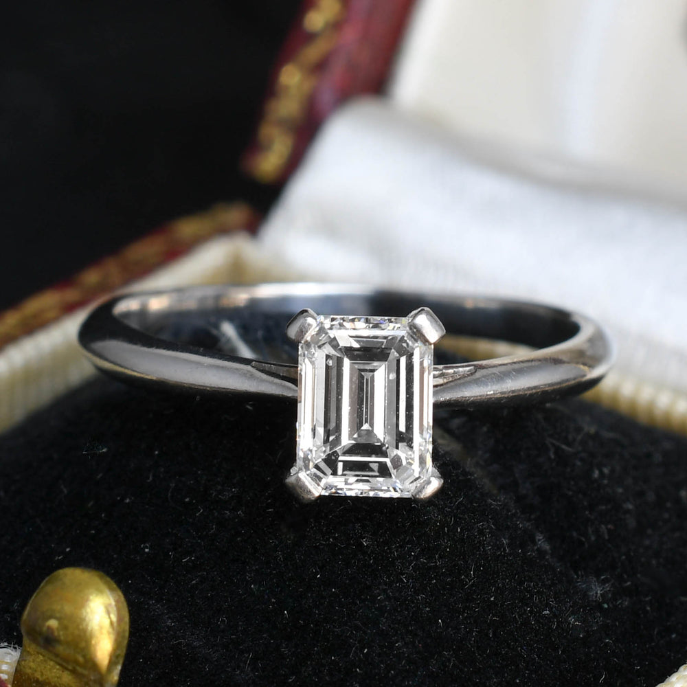 Vintage Emerald Cut Diamond Solitaire Engagement Ring