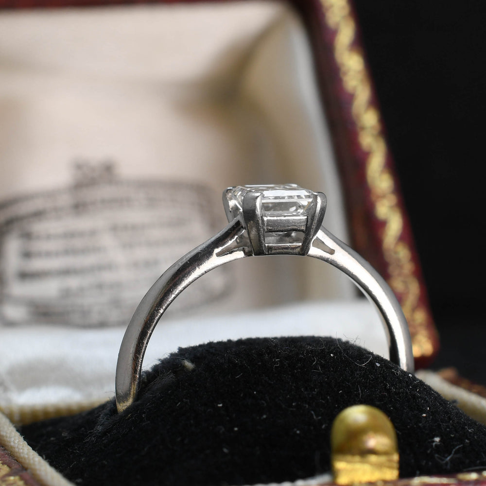 Vintage Emerald Cut Diamond Solitaire Engagement Ring