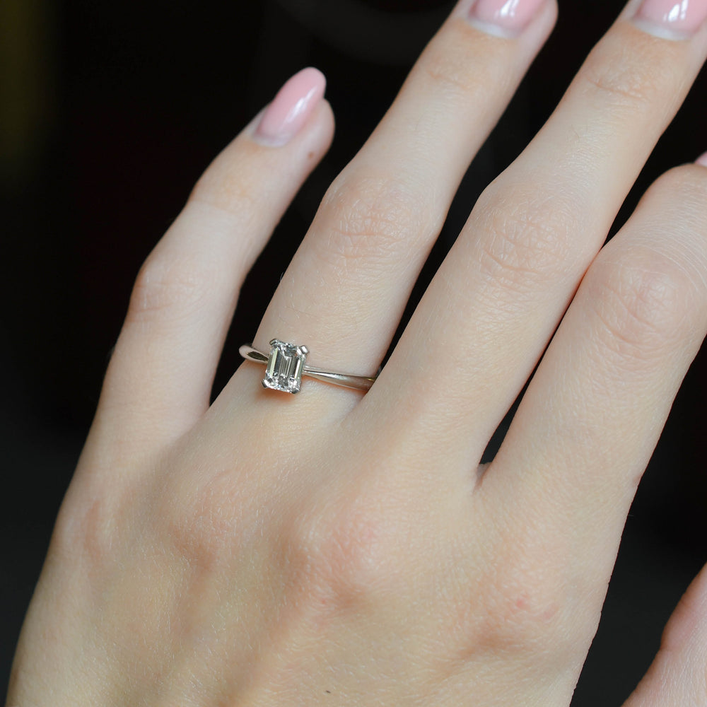 Vintage Emerald Cut Diamond Solitaire Engagement Ring