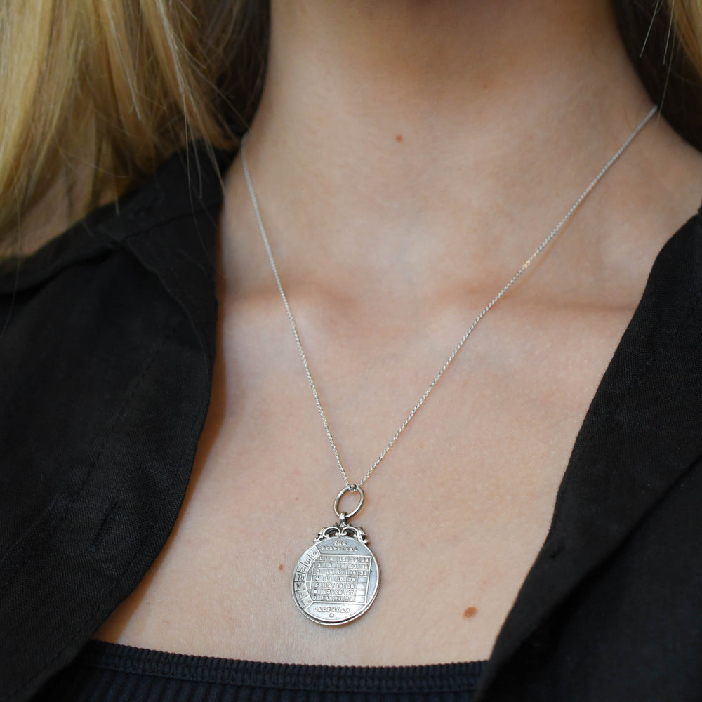 Edwardian Silver Perpetual Calendar Pendant