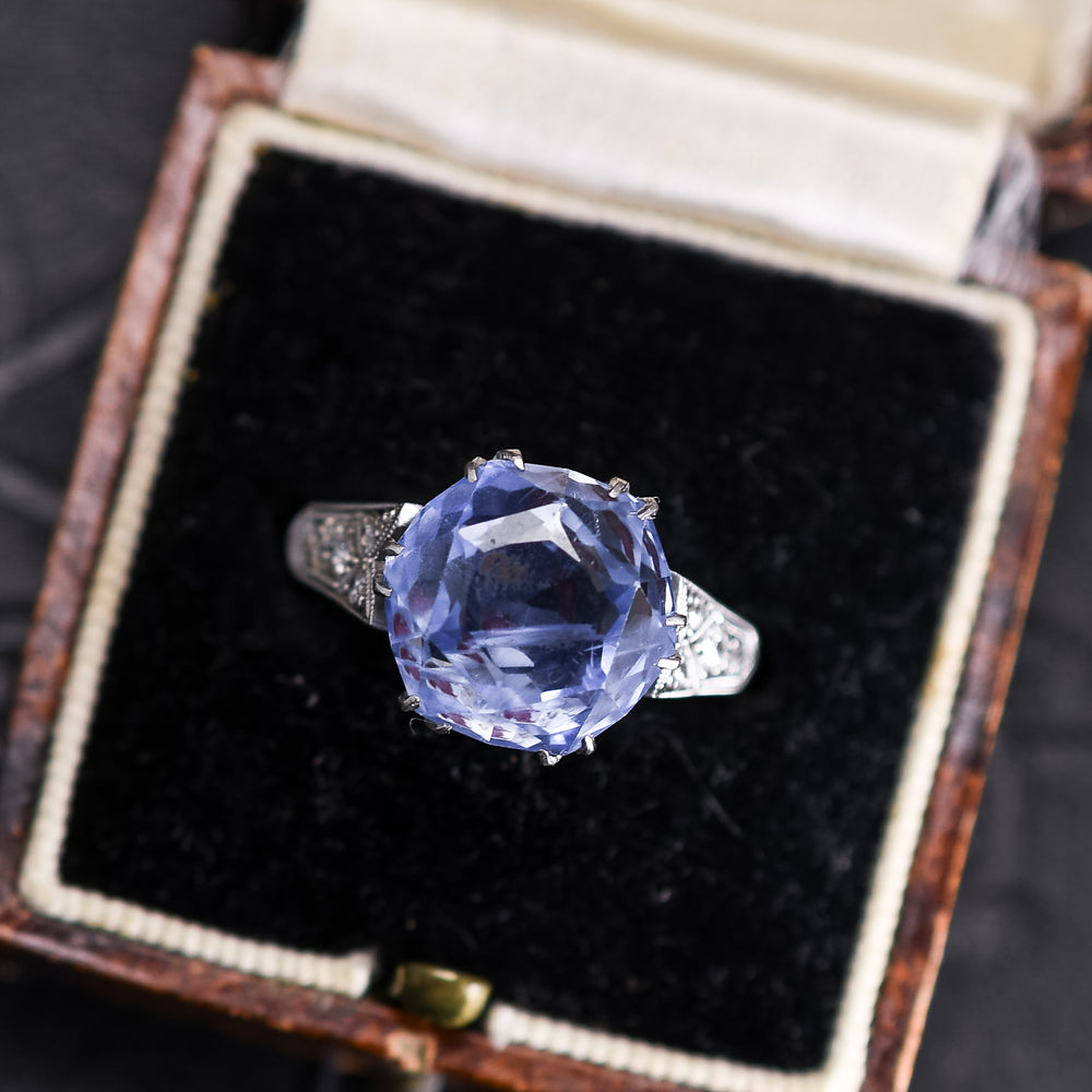 Art Deco Ceylon Sapphire & Diamond Ring