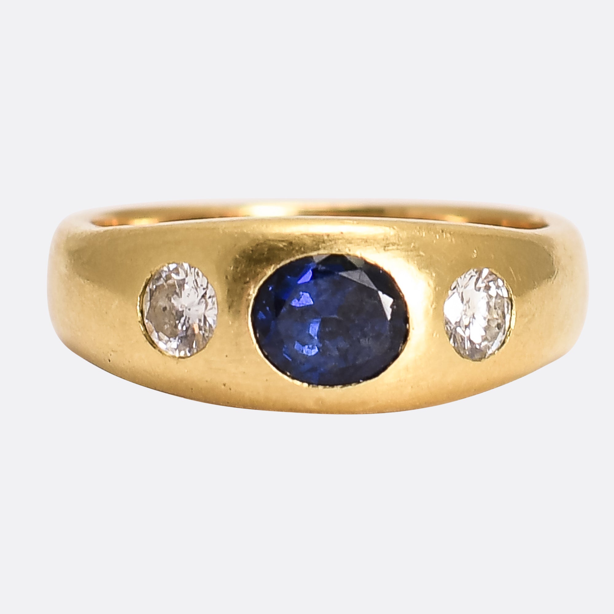 1950 s Cartier Sapphire Diamond Three Stone Gypsy Ring Butter