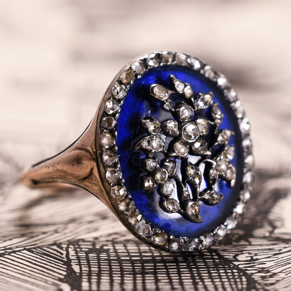 Georgian Diamond & Enamel Giardinetti Ring