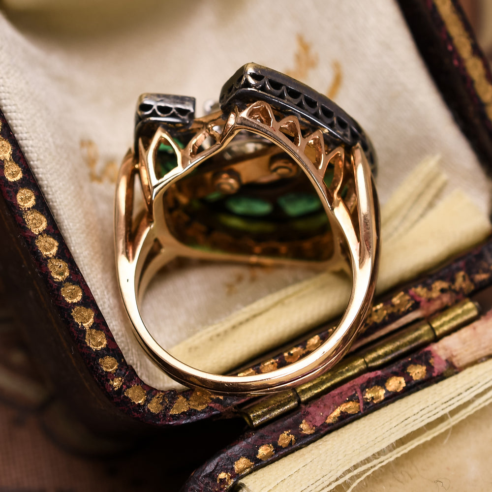 Victorian Emerald & Diamond Horseshoe Ring