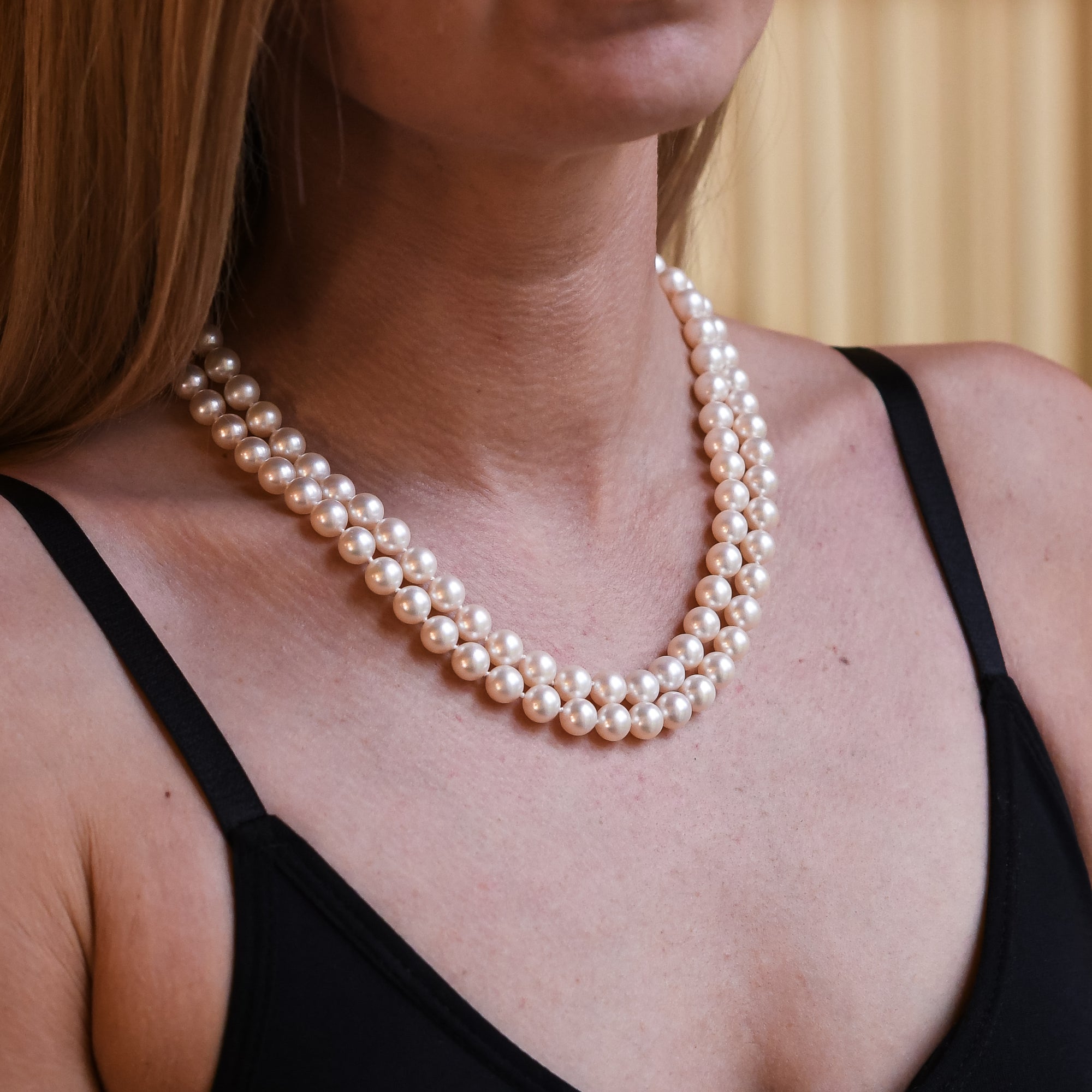 Vintage Double Strand Pearl Necklace with Diamond Clasp – Butter Lane  Antiques
