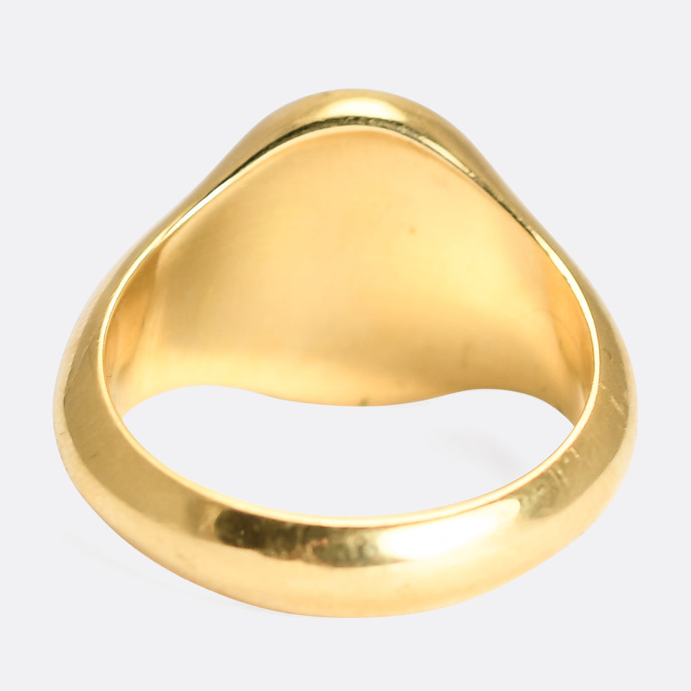 18k Gold Crown Signet Ring