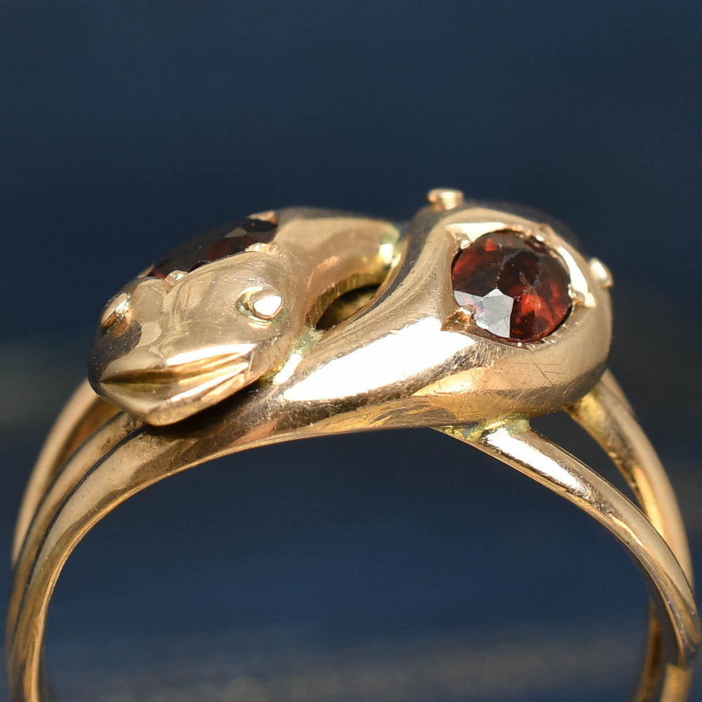 Edwardian Garnet Double Snake Ring