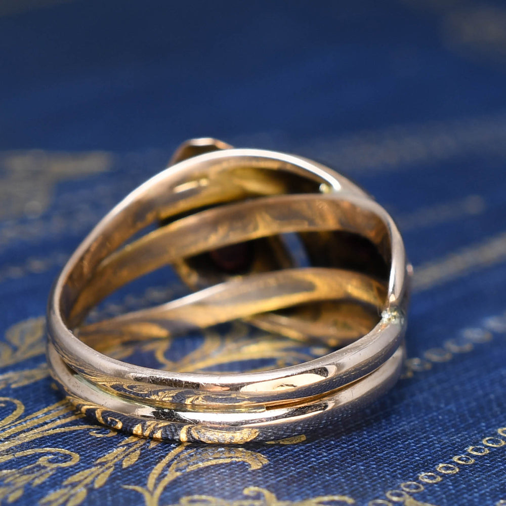 Edwardian Garnet Double Snake Ring