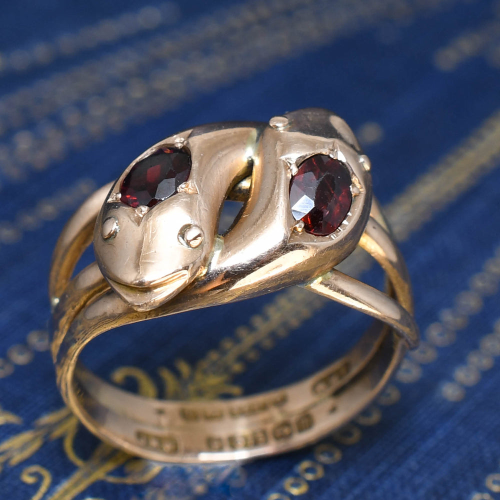 Edwardian Garnet Double Snake Ring