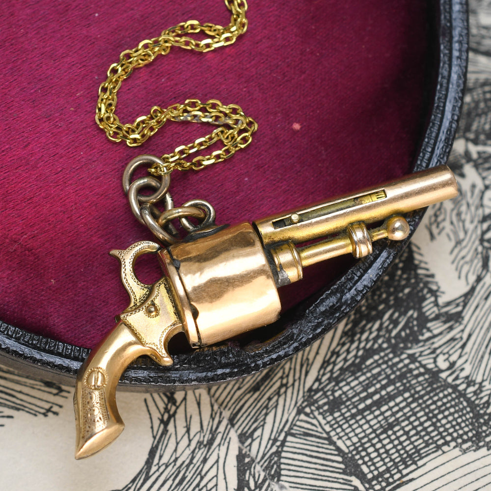 Victorian Gold Revolver Charm