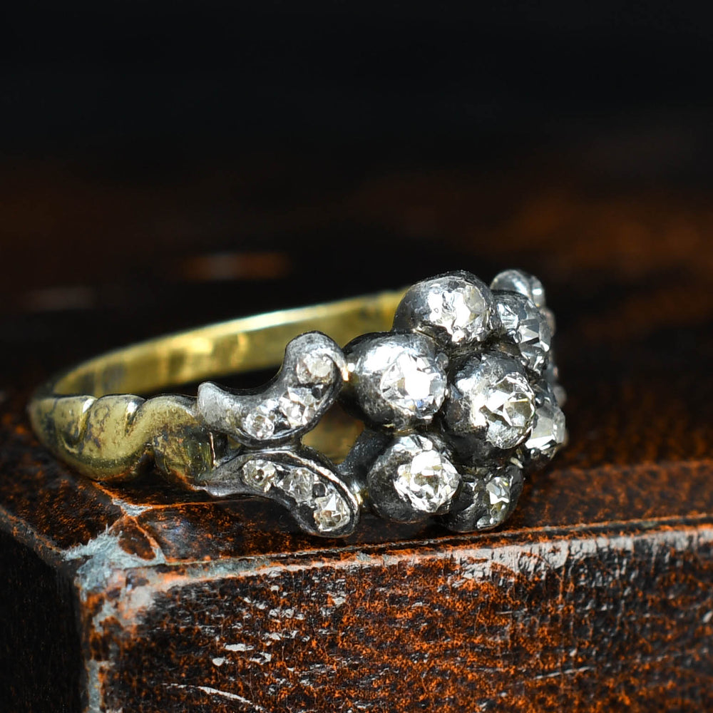 Georgian Old Cut Diamond Flower Cluster Ring