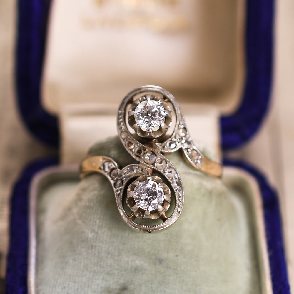 Belle Époque Diamond 'Toi et Moi' Engagement Ring