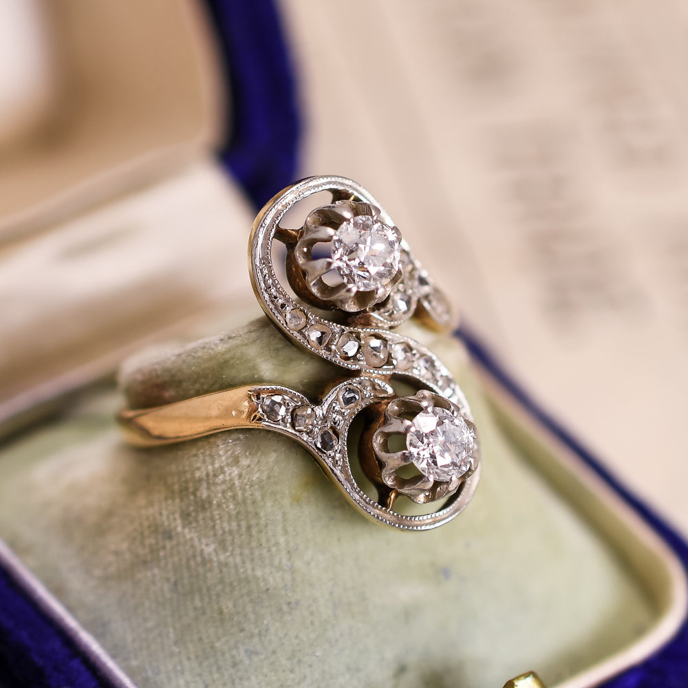 Belle Époque Diamond 'Toi et Moi' Engagement Ring