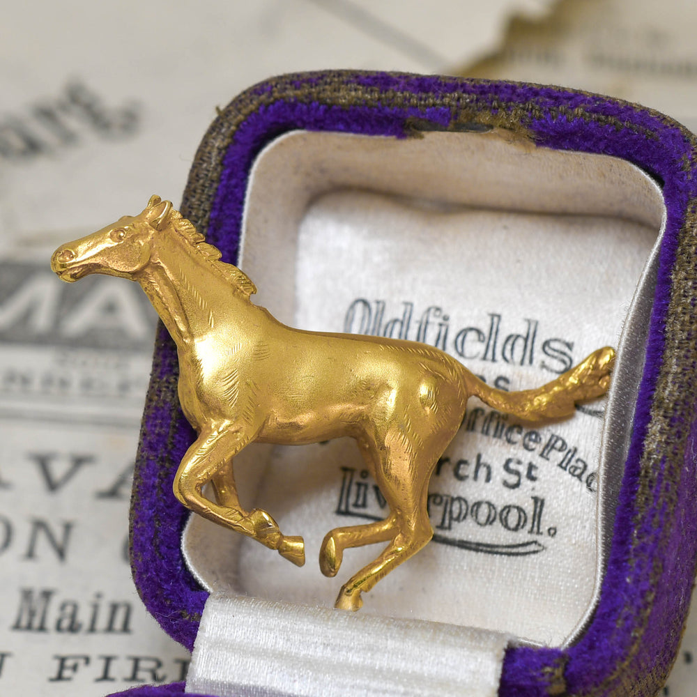 Vintage Gold Stallion Brooch