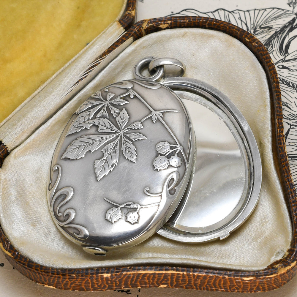 Art Nouveau French Silver Mirror & Locket Pendant